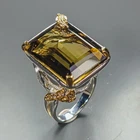 Antique ring 45 ct Natural Lemon Quartz Ring 925 Sterling Silver Size 8 /R474507