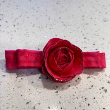 Hot pink Fabric Flower hair Bow With Glitter Edges