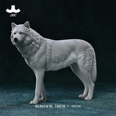 JXK 1/6 Arctic Wolf Model Canis Lupus Arctos Simulated Animal Model Ornament Toy
