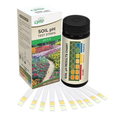 Soil Ph Test Kit (3-9 Range)   100 Test Strips for Garden, Lawn, Vegetable & Flo