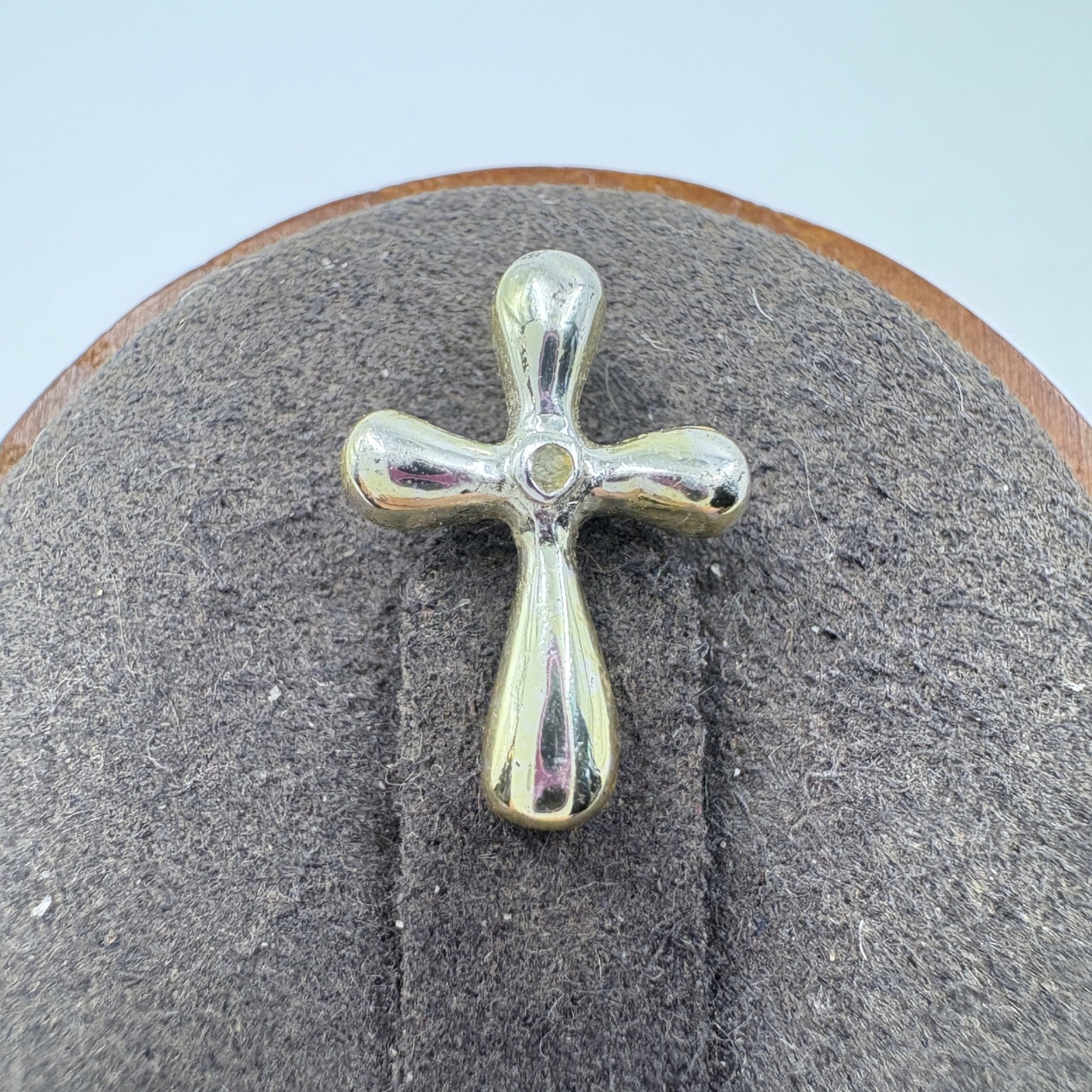 VTG Solid Sterling Silver 925 Rounded Cross Penda… - image 1