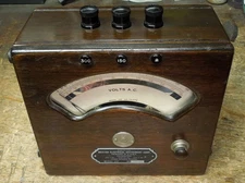 Vintage Weston A.C. Voltmeter in Wood Case W/ Leather Handle Model 155