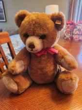 Vintage Steiff Bear 15" Petsy Yellow Tag With Silver Button; Cotton Acrylic