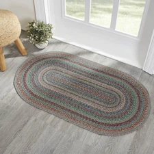 Farmhouse 27"x48" Accent Rug Green Multi Braided Textured Floor Decor VHC Brands