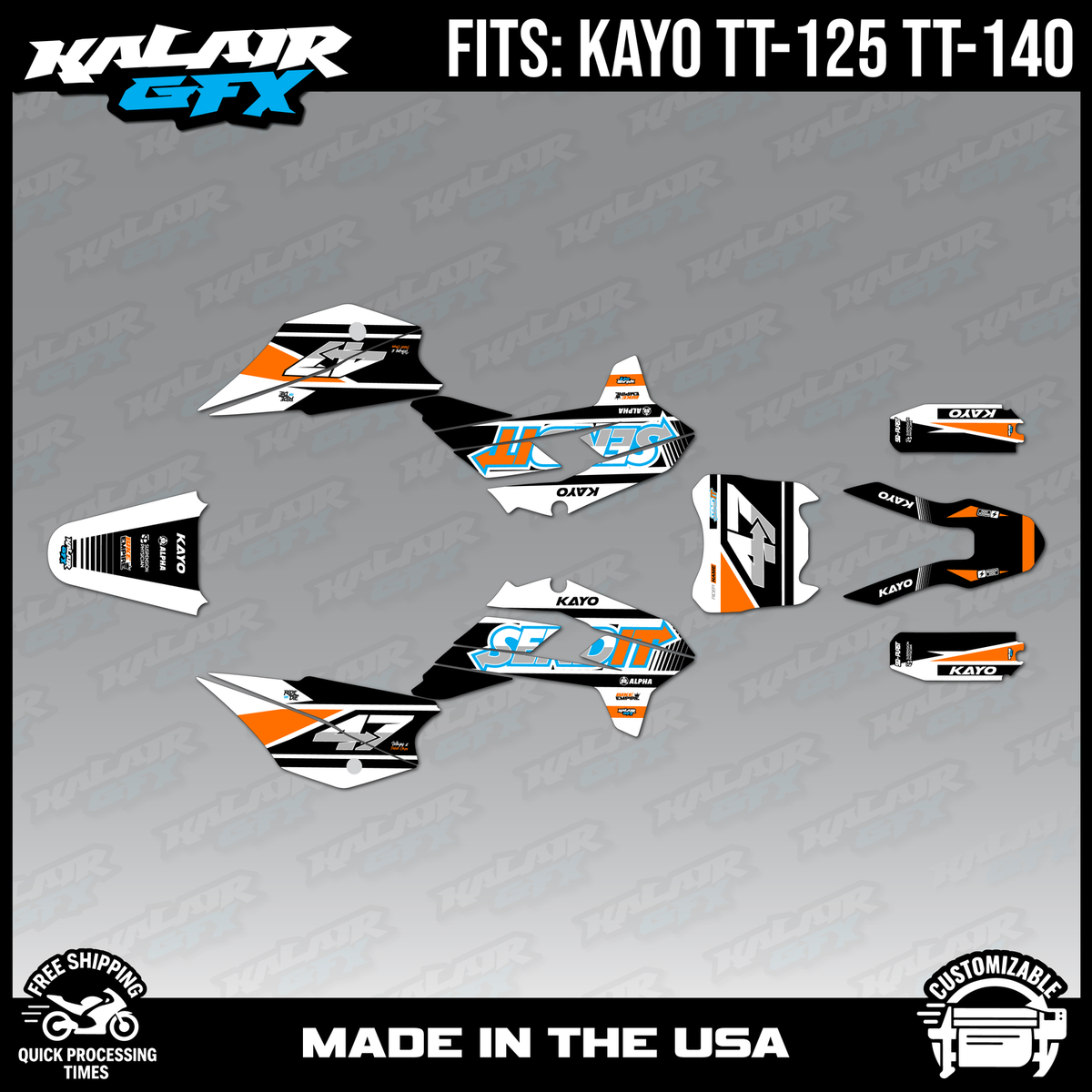 Graphics Kit for Kayo TT-125 TT-140 (2021-2026) Fresh Series-CYAN