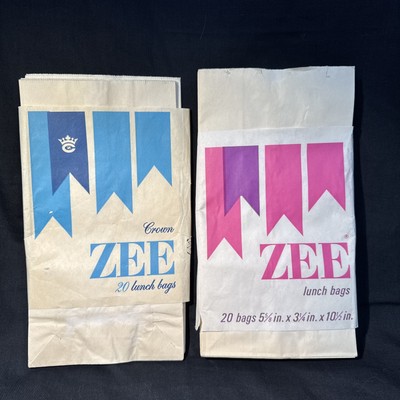 Vintage 1960s Crown ZEE Lunch Bags Packs NOS 1965 & 1971 Veg MCM