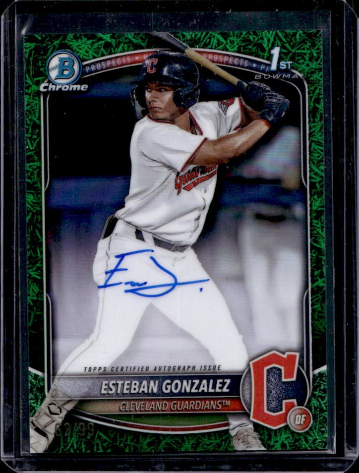2025 Bowman Esteban Gonzalez Chrome Auto Green Grass Refractor 1st #62/99