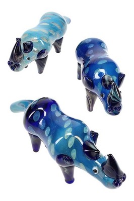 Silver Fumed Bubble Dot Glass Rhino Pipe