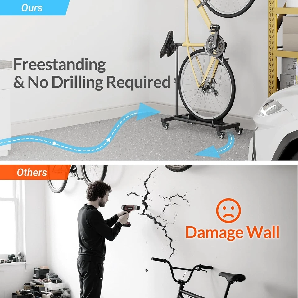 Vertical Bike Stand, Freestanding Indoor Bike Storage Rack Upright Bicycle Floor - Image 4 of 4