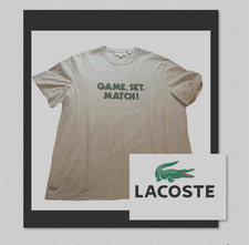 Lacoste Unisex 2X Regular Fit GAME SET MATCH Signature Tee Alligator Logo Cotton