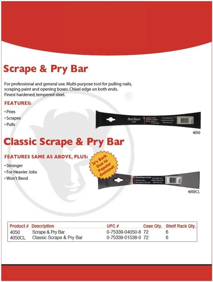 4050CL Classic Scrape & Pry Bar Silver - Image 2 of 4