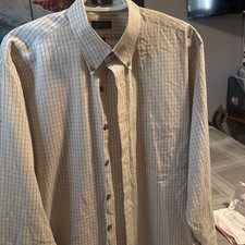 Arrow Mens Steel Gray Check Stretch Long Sleeve Dress Shirt Small 32/33