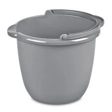 Sterilite 10 Qt. Spout Pail Classic Titanium Durable Plastic Bucket with Handle