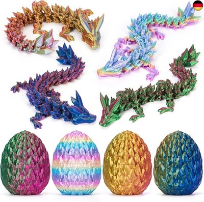 HIMS 4er Set 3D Gedrucktes Drachenei Geheimnisvolle Drachen Spielzeug,