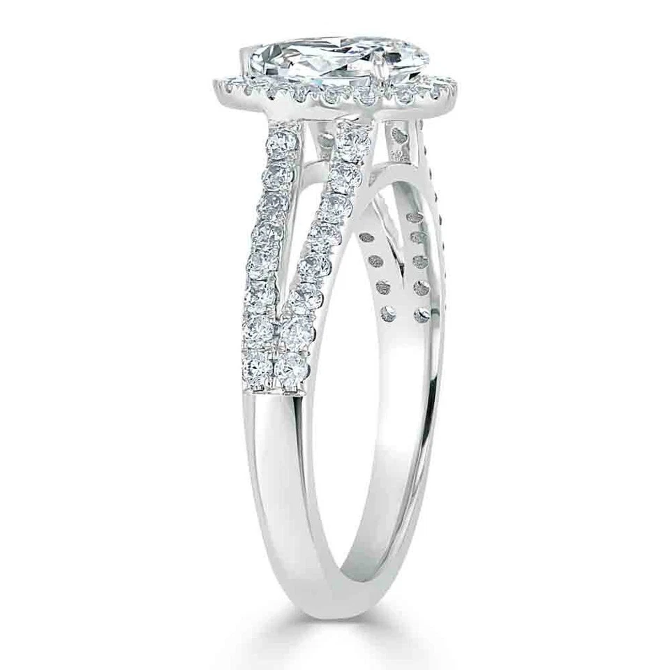 Lab-Created 1.65 Ct Pear Cut VVS1 Diamond Engagement Ring 14K White Gold Finish - Image 3 of 4