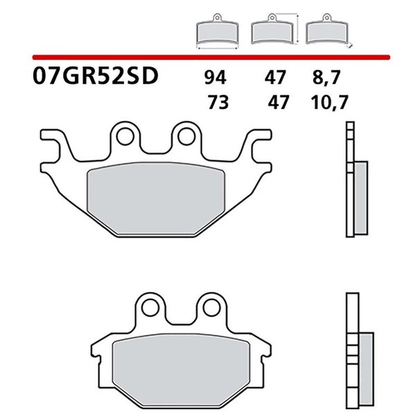 Brembo Hinteres BREMSBELAGE-KIT FUR Yamaha YZF-R 125 08-13-COD.07GR52SD-image