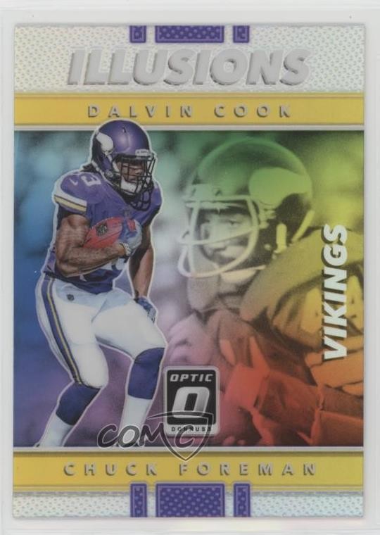 2017 Donruss Optic Illusions Holo Silver Prizm Chuck Foreman Dalvin Cook #5 19zg
