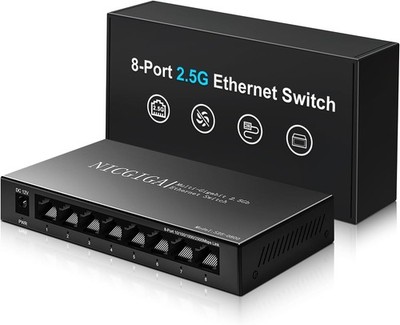 8 Port 2.5Gb Unmanaged Ethernet Switch mit 8* 2.5Gbps Base-T Ports. NICGIGA 8 Po