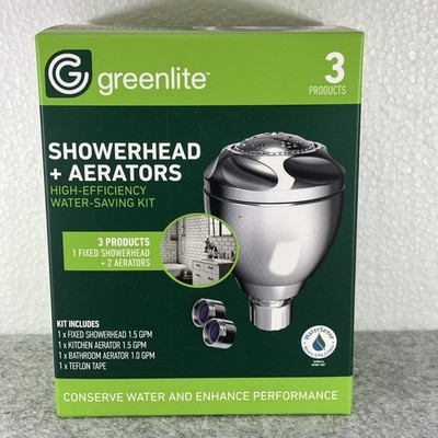 Greenlite Water Saving Kit Showerhead + Bathroom & Kitchen Aerators Brand New