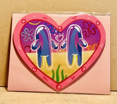 Heart Wooden Magnet Bubble Friend Inspired Cartoon Sea Sponge Hand Painted