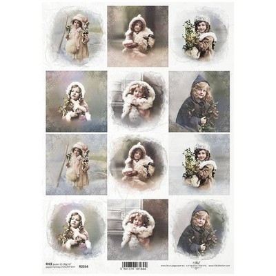 ITD Reispapier Decoupage Bastelpapier Serviettentechnik-R2264 Jahrgang, Kinder
