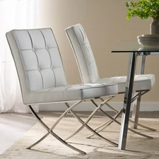 Pandora Modern Design White Leather Dining Chairs (set of 2)