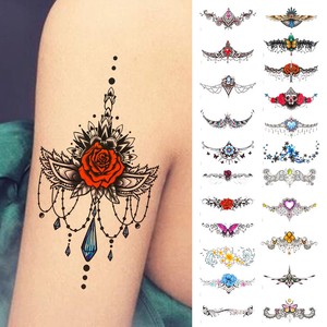 Détails Sur Imperméable Tatouages Temporaires Flash Corps Sternum Dos Peinture Fleurs