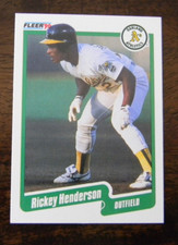 1990 FLEER BASEBALL #10 RICKEY HENDERSON OAKLAND ATHLETICS EX MAR210
