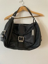 Borsa a tracolla Michael Kors pelle ciottolata hobo fibbia argento borsetta nera Italia