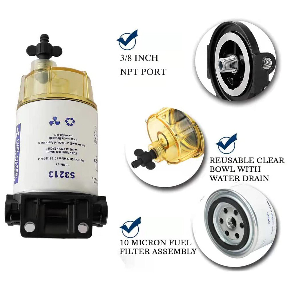 Outboard Fuel Filter Boat Marine Fuel Water Separator for Universal 10