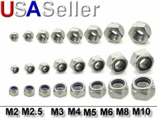 Stainless Steel SS Hex Locking Lock Nuts Metric 304 M2 M2.5 M3 M4 M5 M6 M8 M10