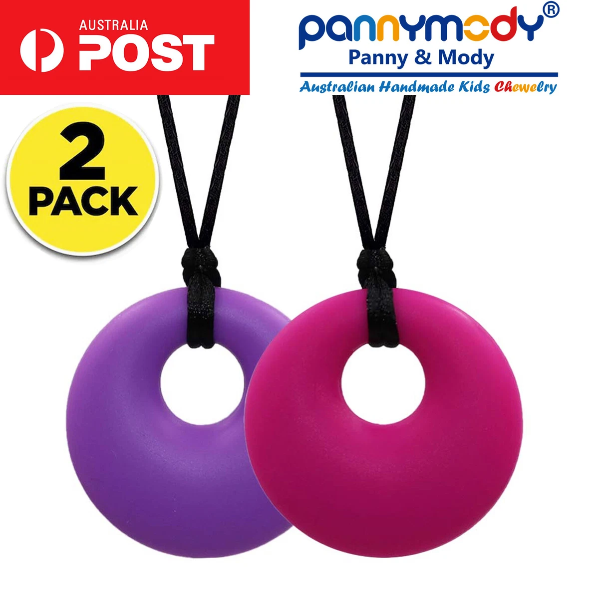 2PCS Panny Mody Sensory Chew Necklace Girl with Autism ADHD Oral