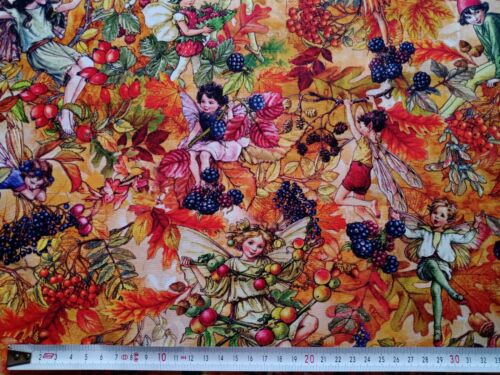 Michael Miller Fabric - VERY BERRY FAIRY - mustard - 100% Cotton per FAT QUARTER - Picture 1 of 6