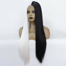 Lace Front Wigs Half White Long Straight Synthetic Wigs For Woman