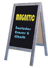 Tektrum Rustic Wood Magnetic Sidewalk Chalkboard Sign Board 20"x40" - Grey Wash 