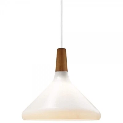 Designer Pendelleuchte Float 27 Nordlux Glas Holz weiß E27 Hängelampe Pendel Ø27 - Bild 1 von 3