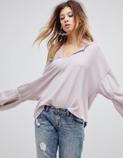 Free People We the Free Light Purple Dahlia Flared Sleeve Thermal Sweater size S