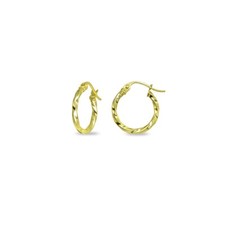 1.8x15mm Polished Twist Round 2/3 Inch Gold Plated Sterling Silver Hoop Earrings