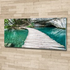 Quadro in vetro acrilico quadri da parete stampa 125x50 decorazione paesaggi laghi di Plitvice