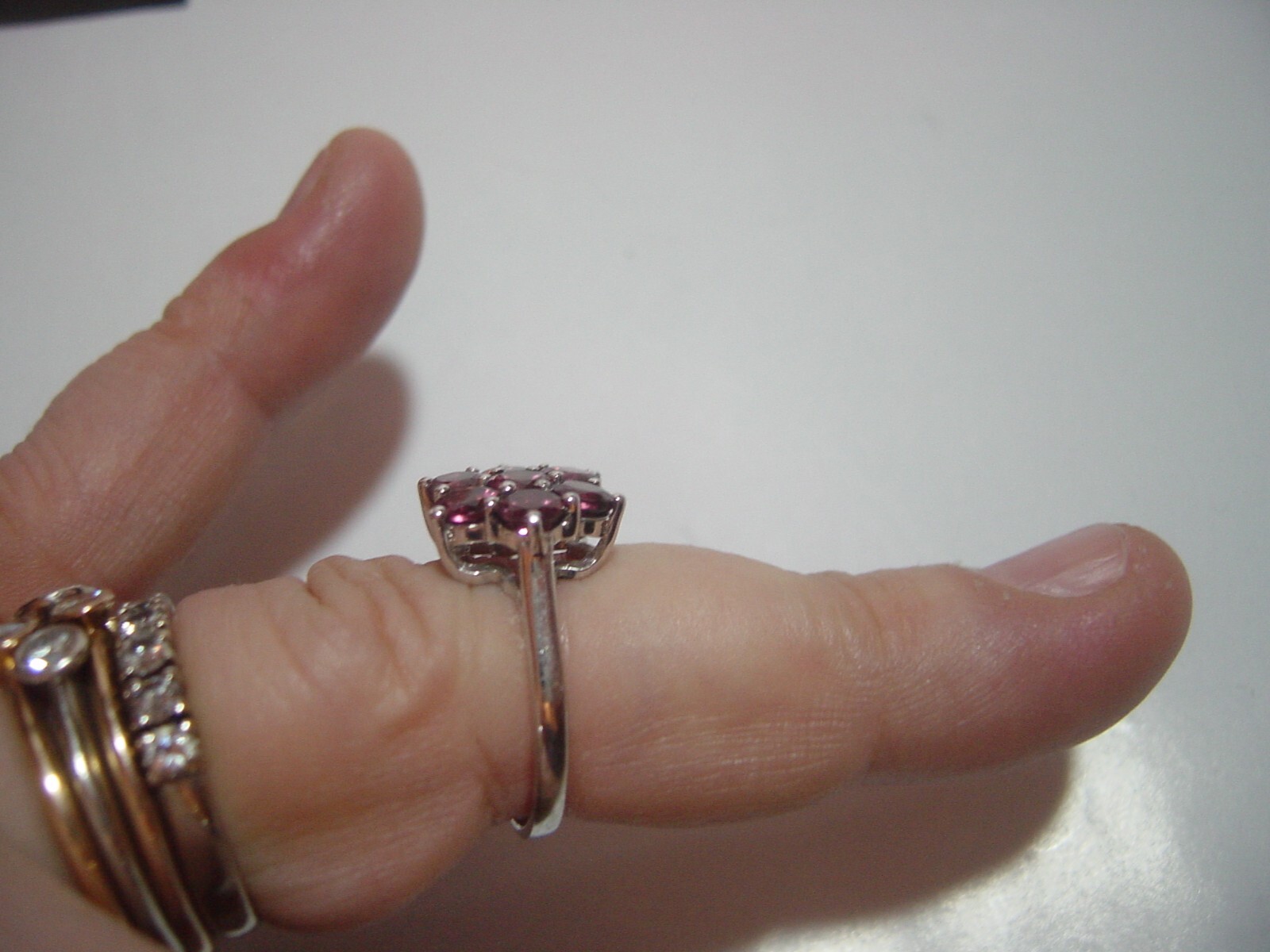 Vintage Solid Silver flower Ring- Superb-raspberr… - image 7