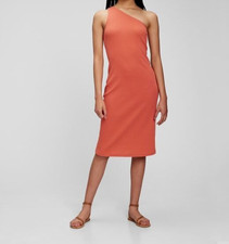  Gap One Shoulder Midi Dress Coral  Size Large Woman's NWT ..