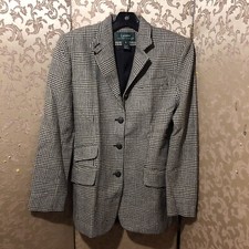 Ralph Lauren Vintage Houndstooth Horse Equestrian Buttons Riding Jacket Blazer 4