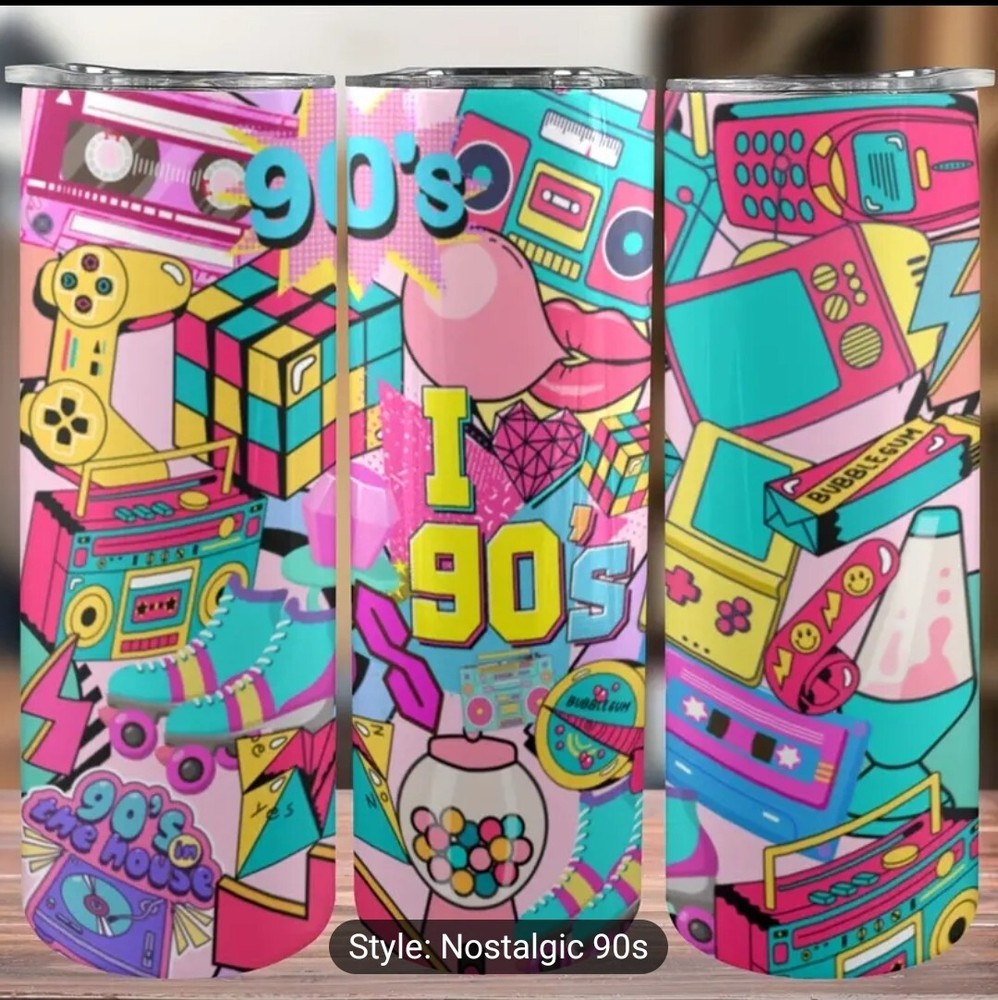 20oz 90s Nostalgia Tumbler with Lid and Straw – Super Cool Gift