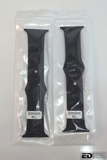 Set of 2 42mm/44mm M/L Black Silicone Sport Bands for Apple Watch