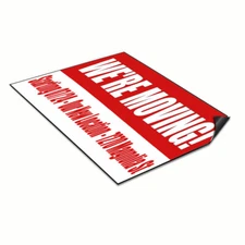 Car Magnet Set of 2 We Are Moving Custom Our New Location Red Industrial Sign