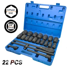  Impact Socket Set 22 PCs 3/4" Drive 6 Point SAE Master 7/8" inch-2" inch&13/16"