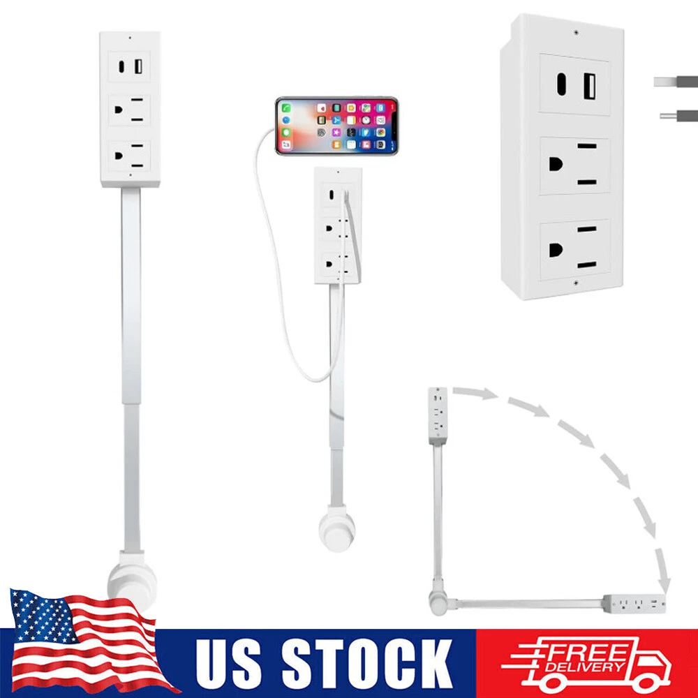Outlet Extender Stick 3 Way Flat Wall Adapter- 4 Pack 180 Degrees ...