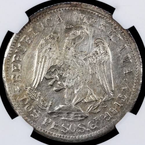 1915 2p Revolutionary Mexico Guerrero/Campo Morado 2 Pesos NGC AU Details Hairli - Picture 2 of 5