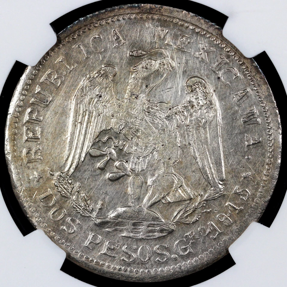 1915 2p Revolutionary Mexico Guerrero/Campo Morado 2 Pesos NGC AU Details Hairli - Image 2 of 4