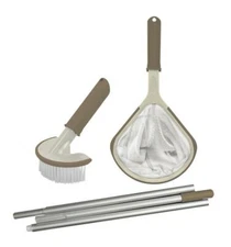 Spa Hot Tub Pool Brush & Scoop Cleaning Accessories Kit Aluminum Extension Pole